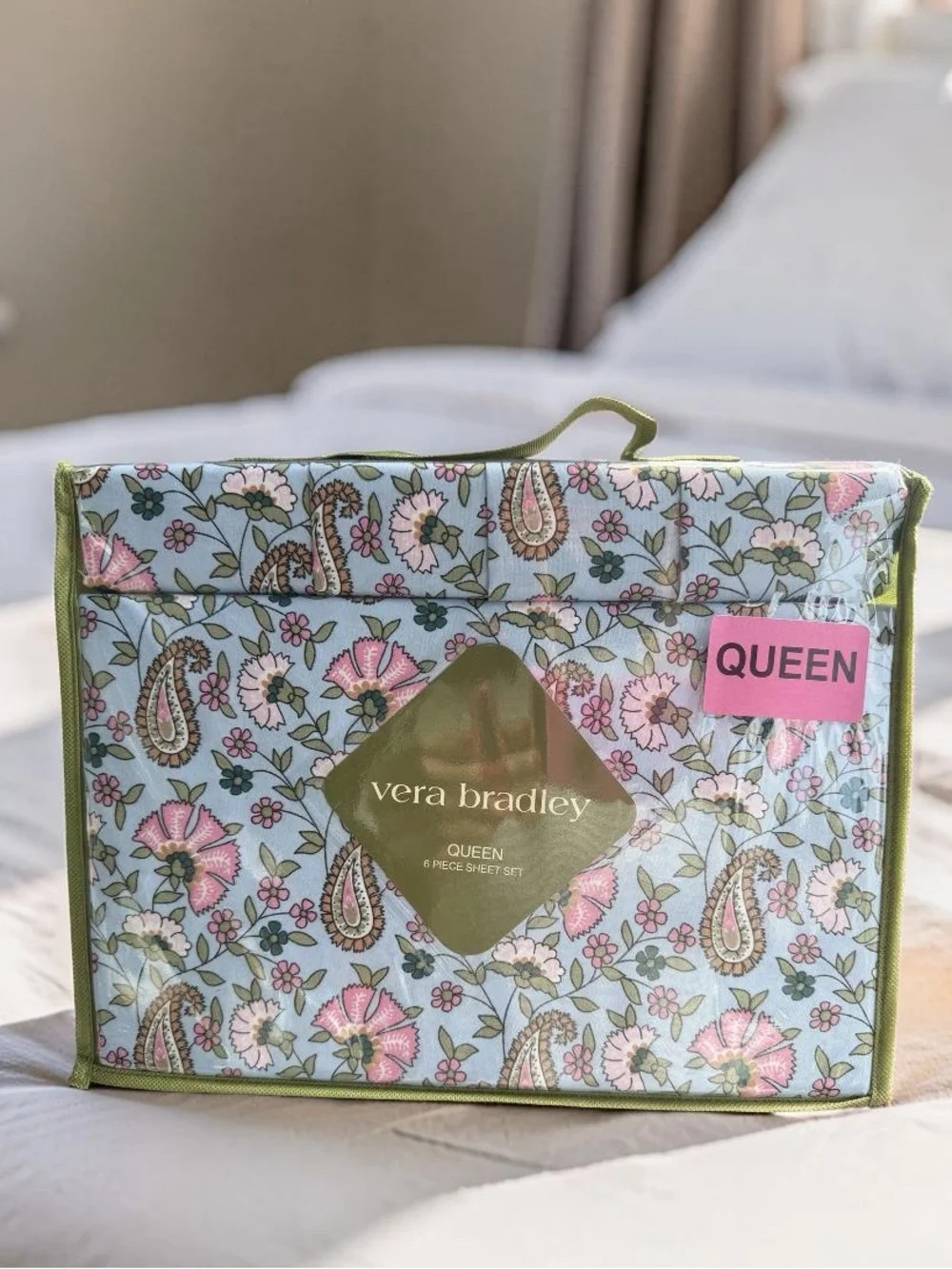Vera Bradley NWT Queen Size Pink & Blue Floral Paisley 6pc Sheet Set